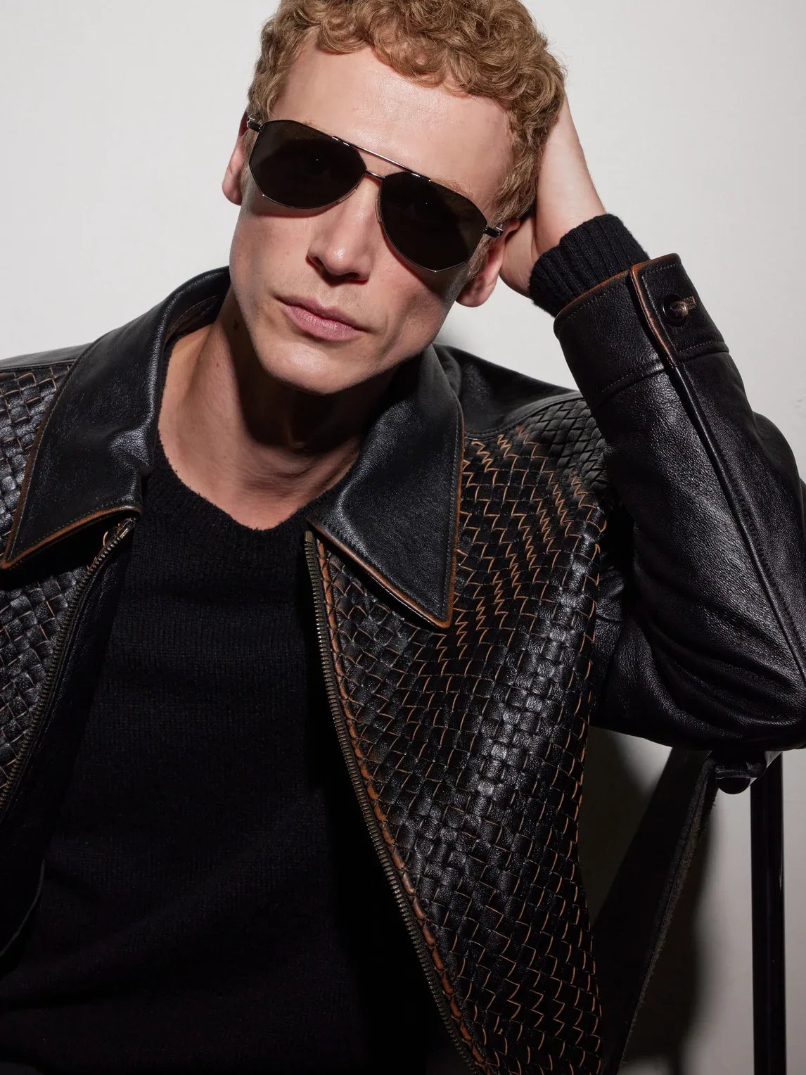 Snap Ribbon Aviator-Style Metal Sunglasses by Bottega Veneta