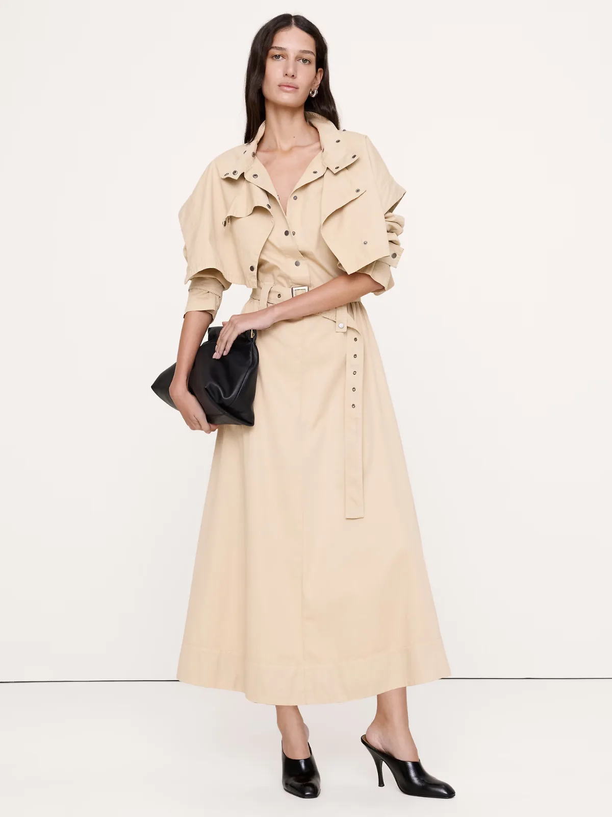 Cotton Twill Utility Trench Dress by Banana Republic