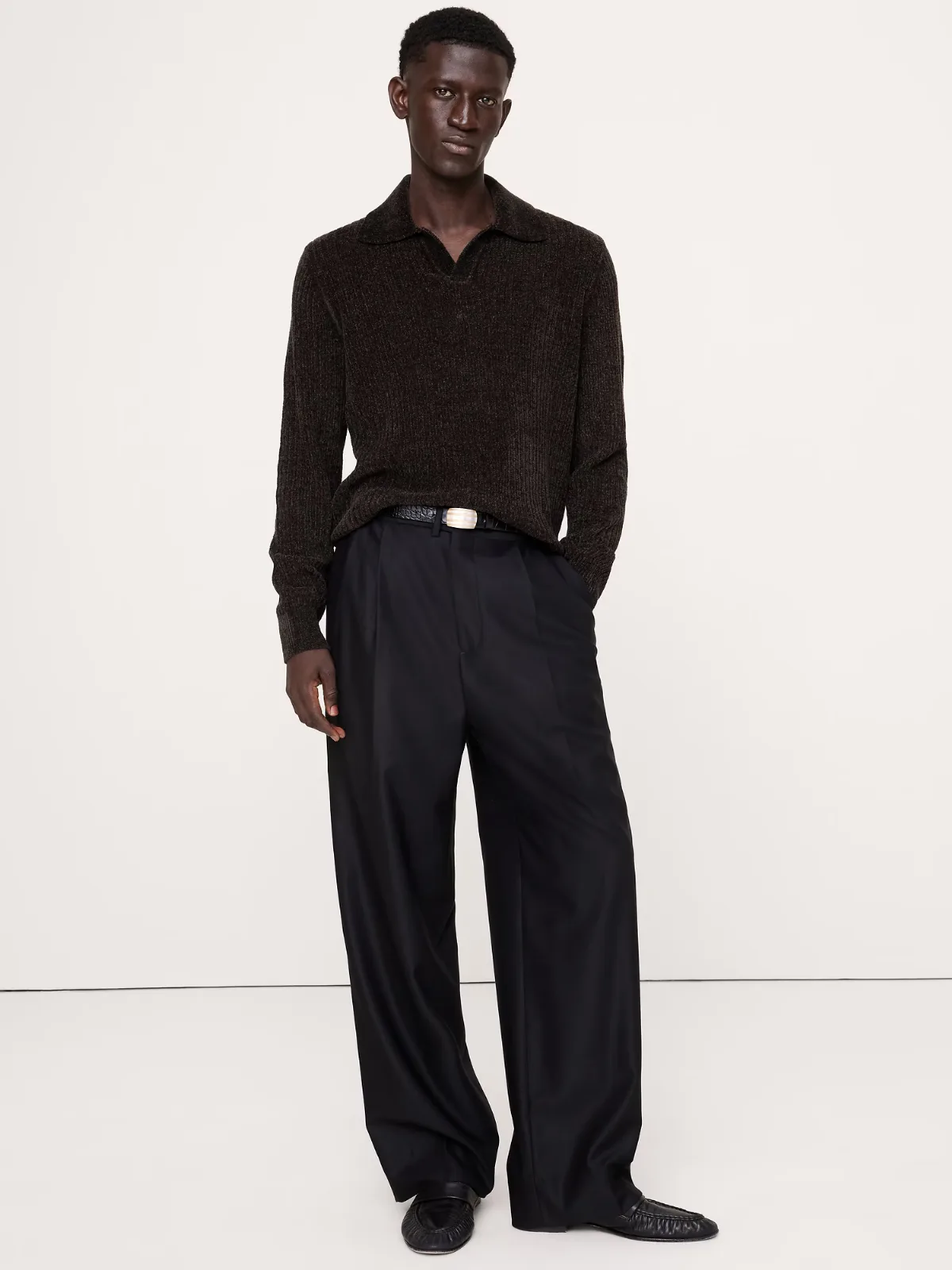 Italian Chenille Sweater Polo Shirt