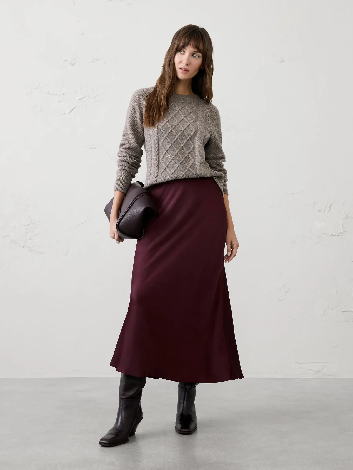 Satin Midi Slip Skirt