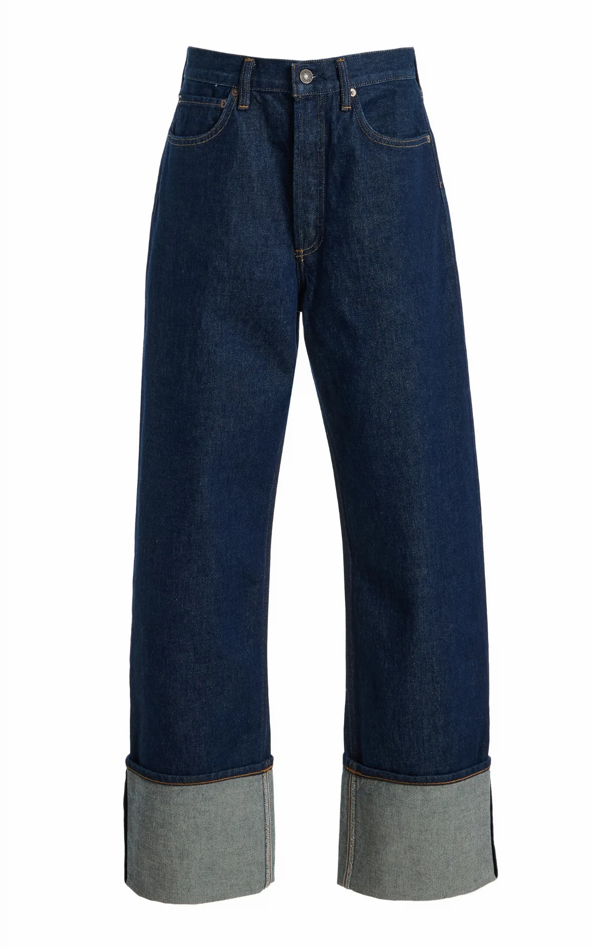 Big Cuff Rigid High-Rise Straight-Leg Jeans by AGOLDE