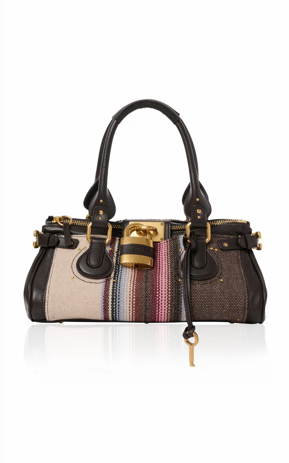 Paddington Leather-Trimmed Tweed Shoulder Bag by Chloé