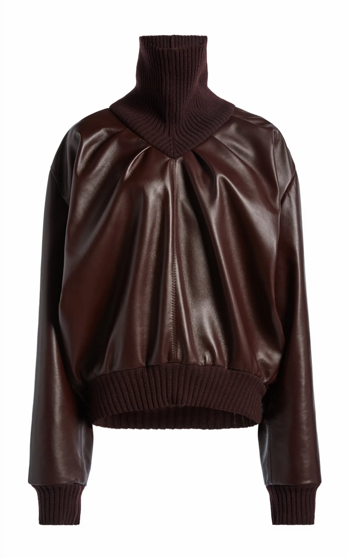 Knit Collar Leather Top by Victoria Beckham