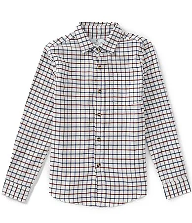 Long Sleeve Button Front Grid Sportshirt by Class Club