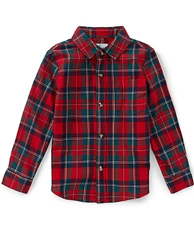 Plaid Button Front Long Sleeve Chest Pocket Sport Shirt by Class Club