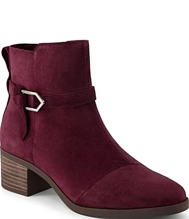 Delilah Buckle Suede Booties by TOMS