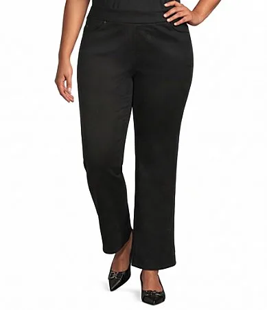 Faux Suede Flared Ankle Length Pull-On Pants by Multiples