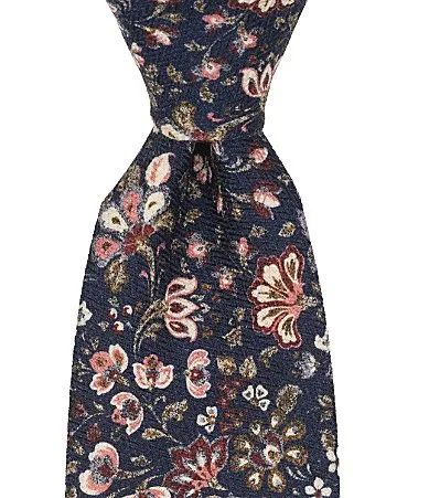 Darwen Floral Traditional Silk Tie - Night by Thomas Pink