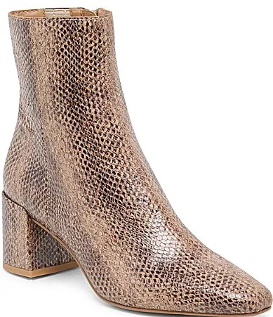 Bayra Snake Embossed Leather Block Heel Booties by Dolce Vita
