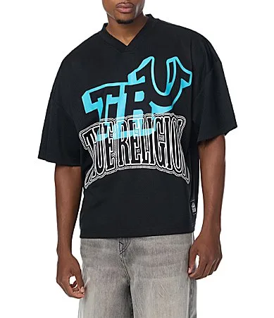 Arched Logo Short Sleeve Knit Jersey T-Shirt by True Religion