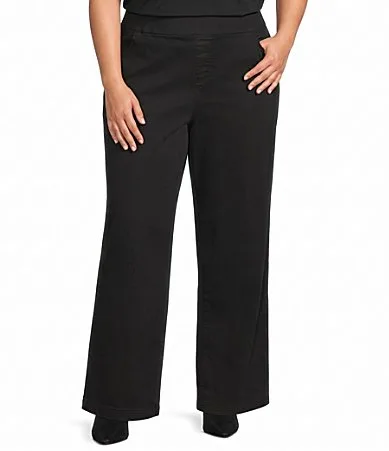 Denim Wide Waist Ankle Length Wide Leg Jeans by Multiples