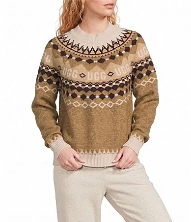 Fair Isle Print Mock Neck Long Sleeve Knit Sweater by UGG