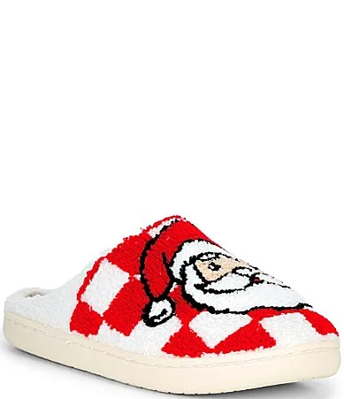 Santa Checkered Fuzzy Slippers