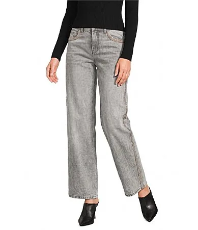 Studded Sequin Straight Leg Jeans by GB
