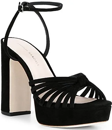 Rivka Satin Leather Ankle Strap Platform Dress Sandals by Loeffler Randall