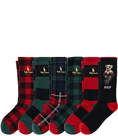 Royal Holiday Bear Socks 6-Pack