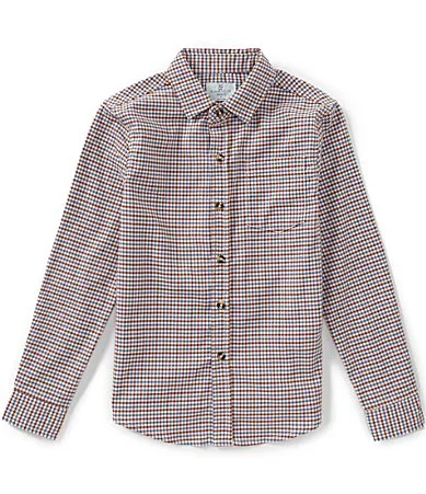 Performance Flannel Gingham Long Sleeve Button Front Sportshirt by Class Club