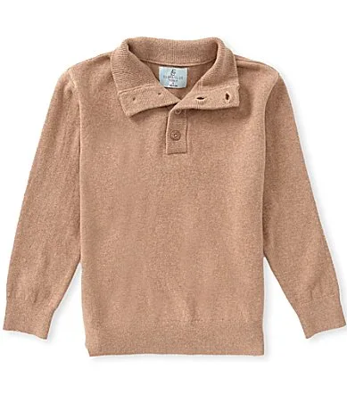 Long Sleeve Button Mock Neck Cashmere Blend Sweater by Class Club