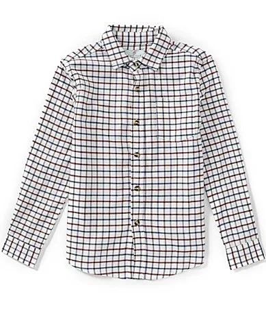 Long Sleeve Button Front Grid Sportshirt by Class Club