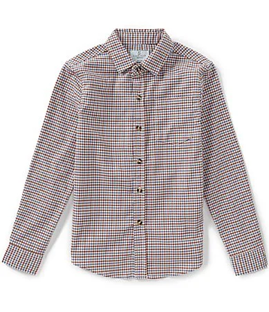 Performance Flannel Gingham Long Sleeve Button Front Sport Shirt by Class Club
