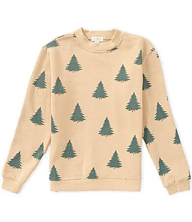 Tree Print Long Sleeve Pullover Sweatshirt by Scene&heard