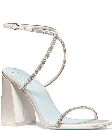 Say I Do Crystal Satin Block Heel Wedding Dress Sandals by kate spade