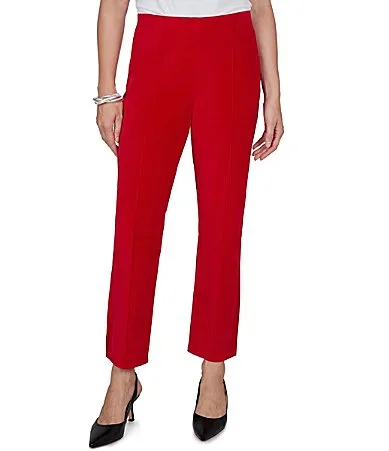 Stretch Velvet Straight Leg Ankle Pants