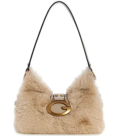 Camden Mini Faux Fur Hardware Shoulder Bag by GUESS