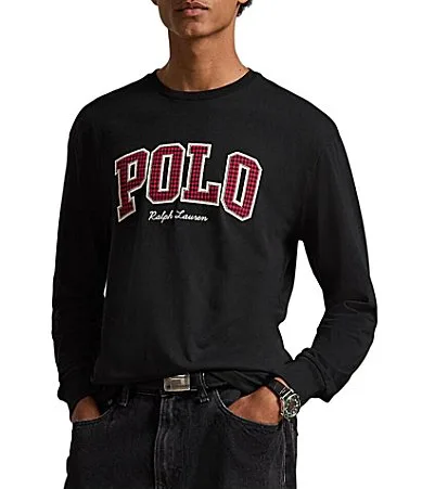 Classic Fit Plaid Logo Long Sleeve T-Shirt by Polo Ralph Lauren