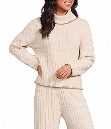 Turtleneck Long Sleeve Cable Knit Coordinating Sweater by UGG