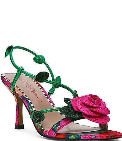 Evelyn Rosette Applique Leaf Detail Slingback Dress Sandals by Betsey Johnson