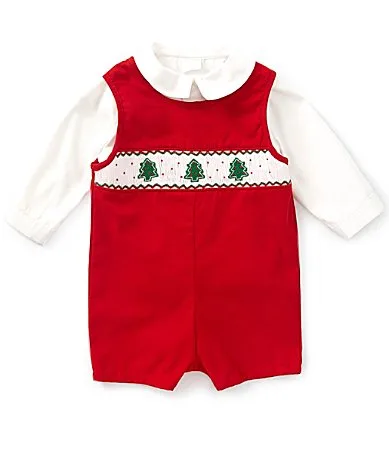 Smocked Christmas Tree Jon Jon Romper by Edgehill Collection