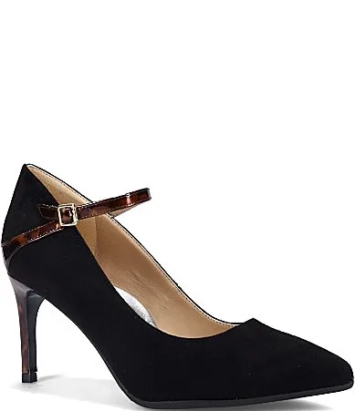 Caroline Suede and Tortoise Mary Jane Pumps by Ron White