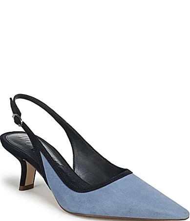 Bianka Suede Contrast Trim Slingback Pumps by Sam Edelman