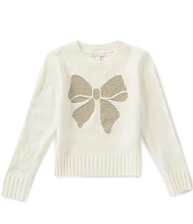 Long Sleeve Glitter Bow Sweater by GB