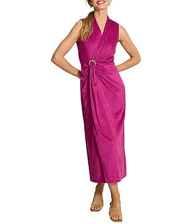 Salina Sands Knit Jersey Wrap Front Sleeveless Maxi Length Sheath Dress by Tommy Bahama