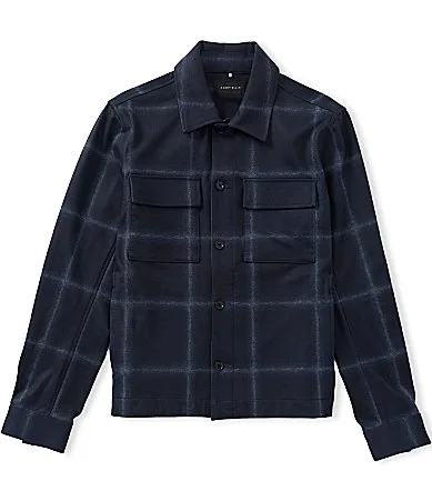 Ombre Plaid Knit Shirt Jacket by Perry Ellis