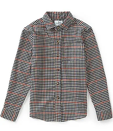 Long Sleeve Button Front Window Pane Sport Shirt by Class Club
