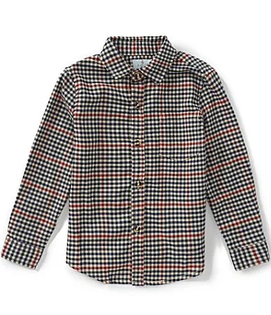 Long Sleeve Button Front Window Pane Sportshirt by Class Club
