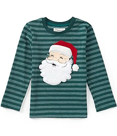 Long Sleeve Striped Santa Applique Shirt by Adventurewear 360