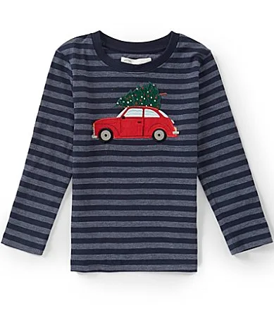 Long Sleeve Striped Holiday Car Applique Shirt by Adventurewear 360