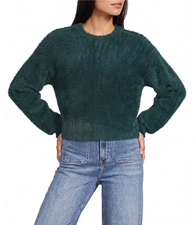 Ace Fuzzy Eyelash Crew Neck Sweater by Daze