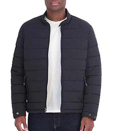 Michael Kors Argyle Stretch Moto Packable Jacket by MICHAEL Michael Kors
