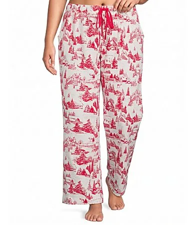Sleep Sense Winter Toile Print Knit Drawstring Coordinating Sleep Pants