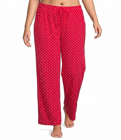 Sleep Sense Red Dot Print Drawstring Tie Coordinating Holiday Sleep Pants