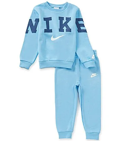 Nike Long Sleeve Fleece Crew Sweatshirt Jogger Pants 2-Piece Set by Nike