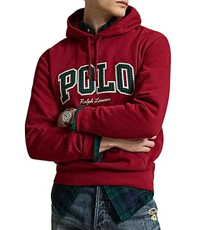 Plaid Logo Fleece Hoodie by Polo Ralph Lauren