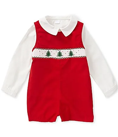 Smocked Christmas Tree Jon Jon Romper by Edgehill Collection