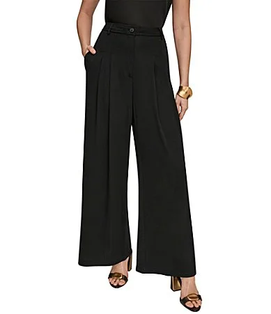 Knit Pleated Wide Leg Pants by Donna Karan