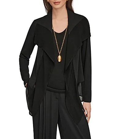 Mix Media Ruffle Front Jacket by Donna Karan